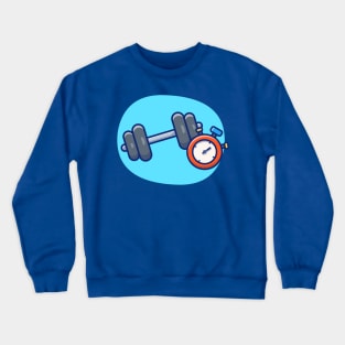 Dumbbell With Stopwatch Cartoon Crewneck Sweatshirt